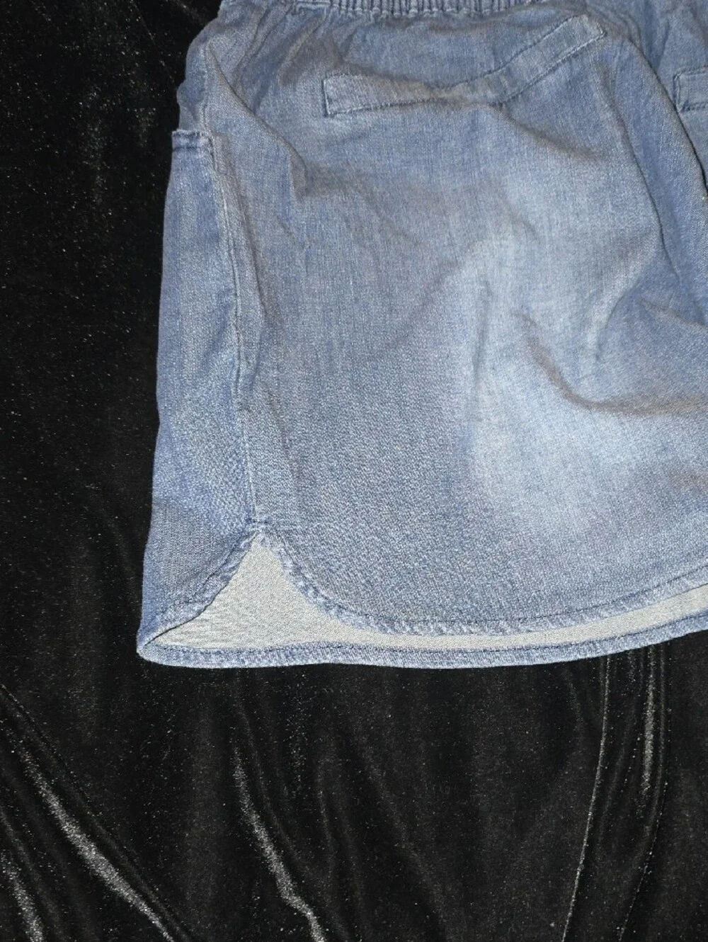 Grace & Lace Chambray Drawstring Shorts - Blue with White Tie